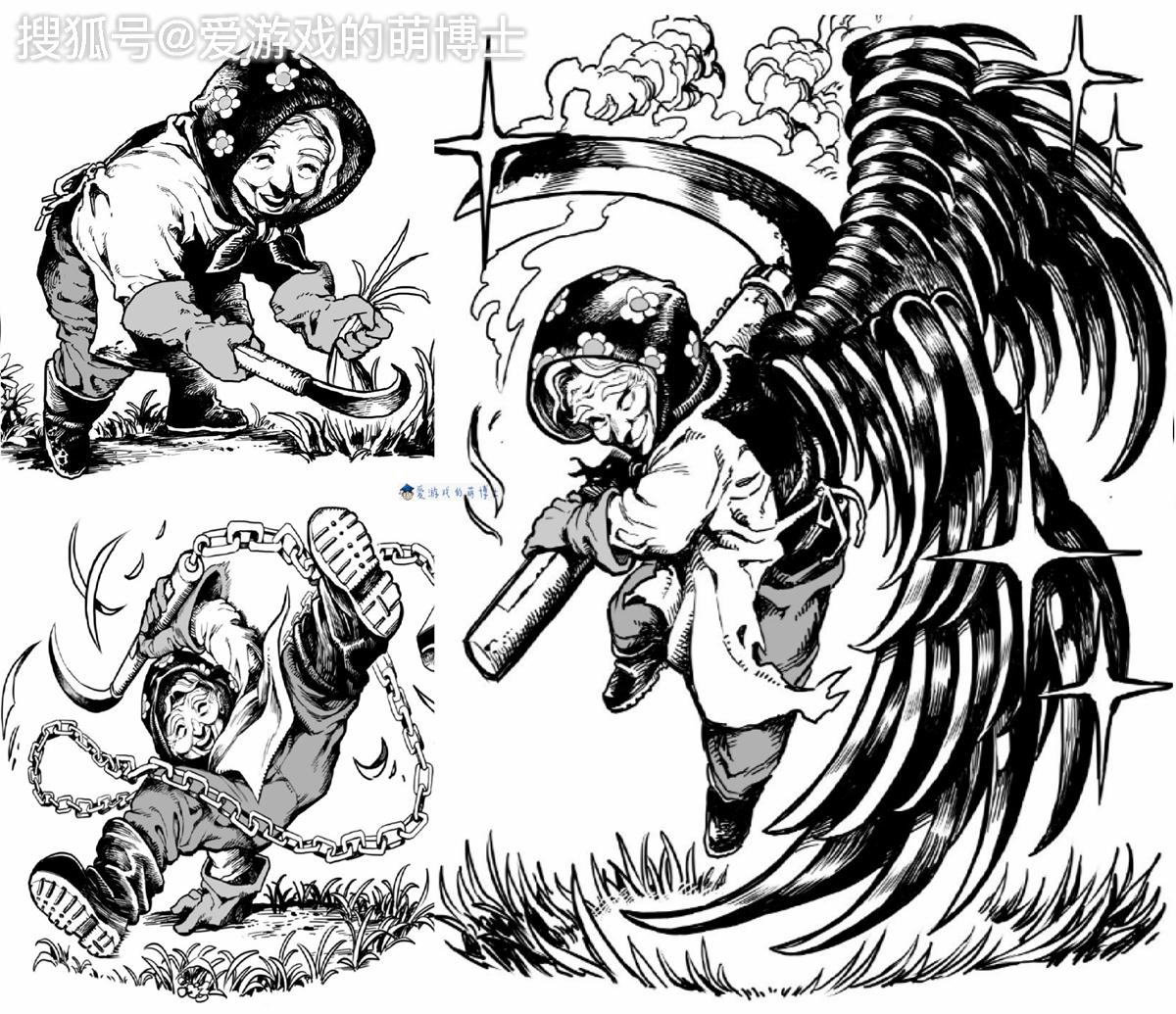 ssr卡则手持死神镰刀,你看这镰刀的样式和许多卡牌游戏中ssr卡的大