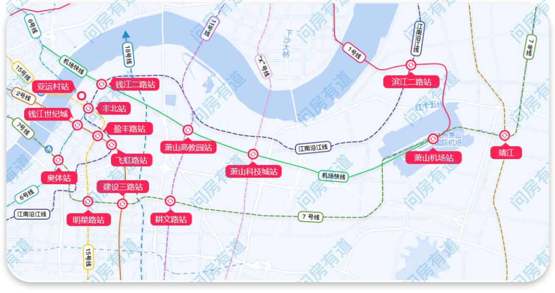 杭州地铁四期及远期规划示意图(江南部分)