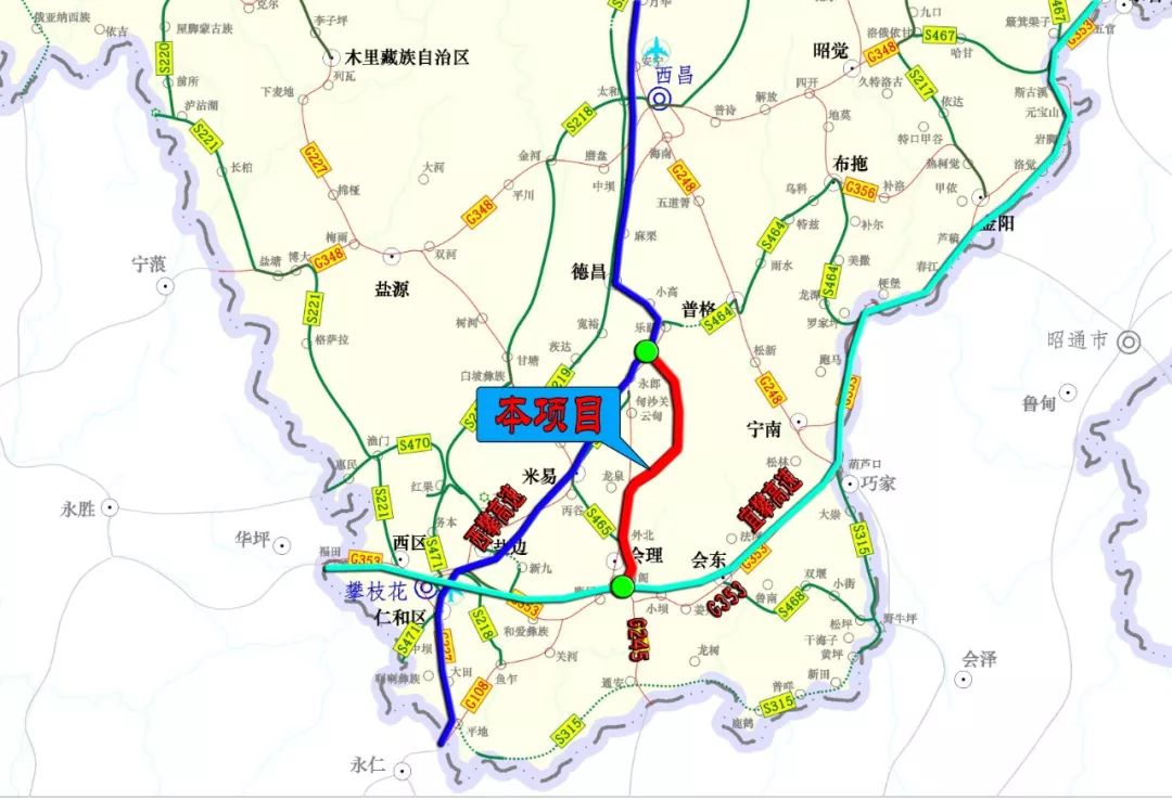 德昌至会理高速公路,起于德昌县锦川镇,路线长约78km,其中德昌县境内