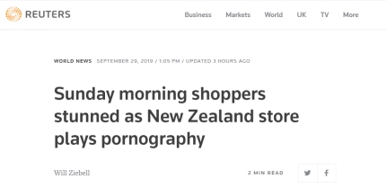 “黑客”搞鬼？新西兰一运动商店播放色情片数小时