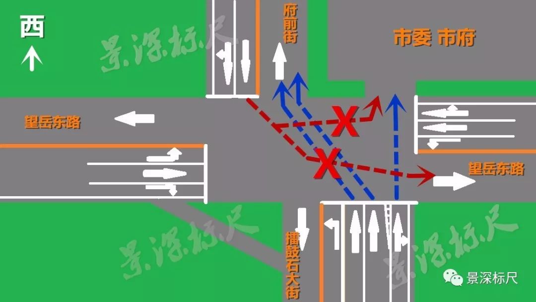 泰城擂鼓石大街与望岳东路路口咱们应该如何通行_车道