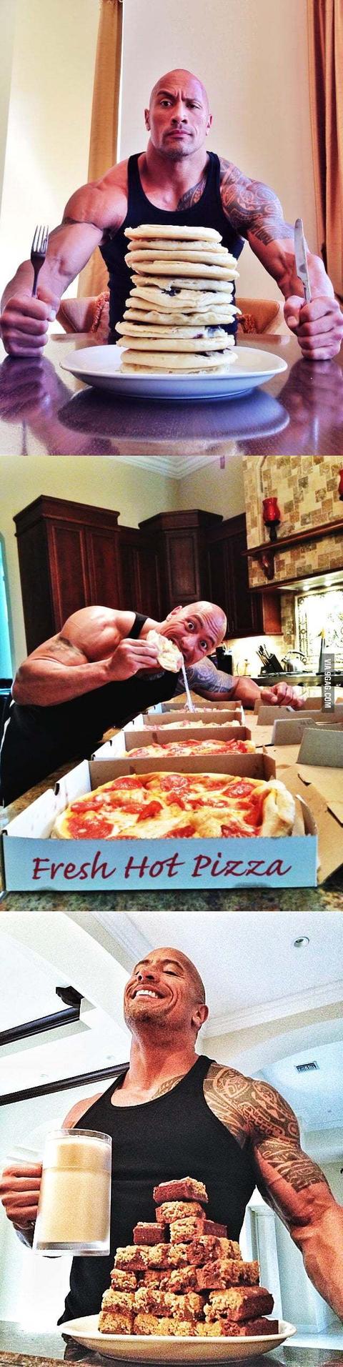 日进食7次消耗5000大卡的巨石强森最爱的欺骗餐你三天都吃不完