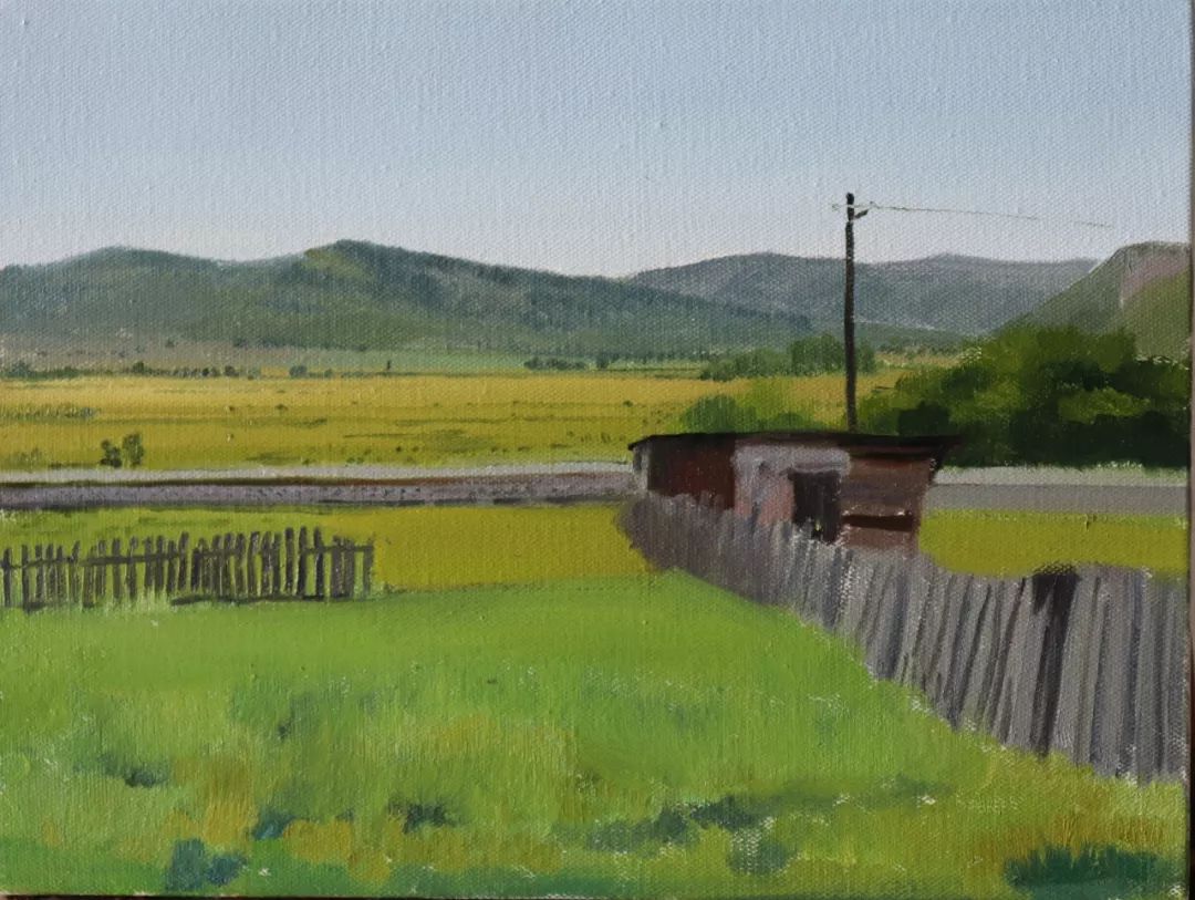 初秋的草原,张常峰,油画,30×40cm,2019菜园,张常峰,油画,30×40cm