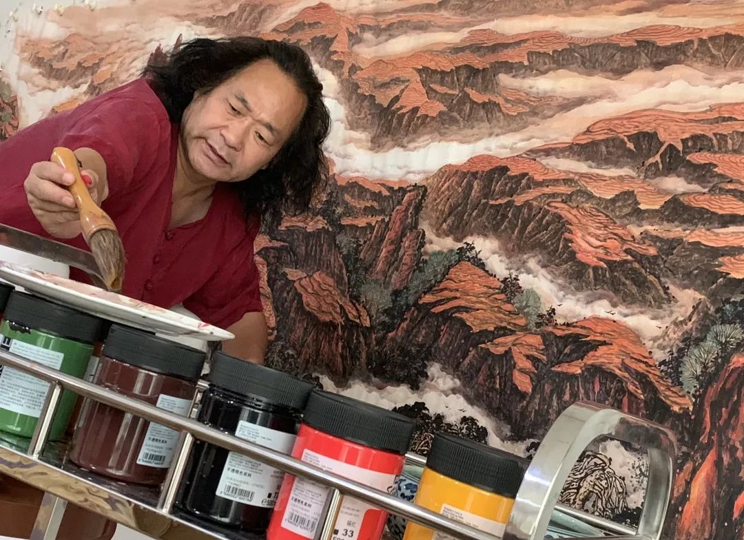 人物喜迎国庆70周年长安籍著名画家李正平先生特创作巨幅延安颂