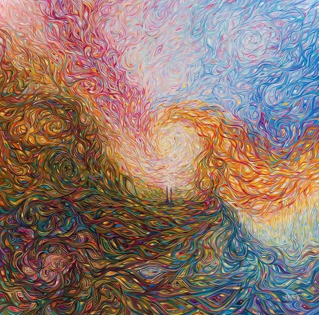 色彩绚丽他以非凡的视角画出了自然万物能量态的样子