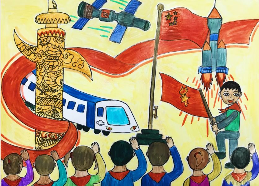 全国各地中小学以特色活动祝愿伟大祖国繁荣昌盛!_国旗