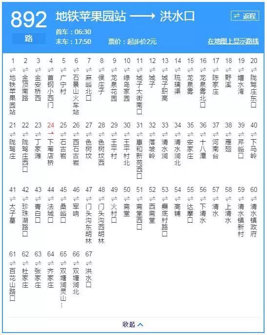 861公交车站的路线图图片