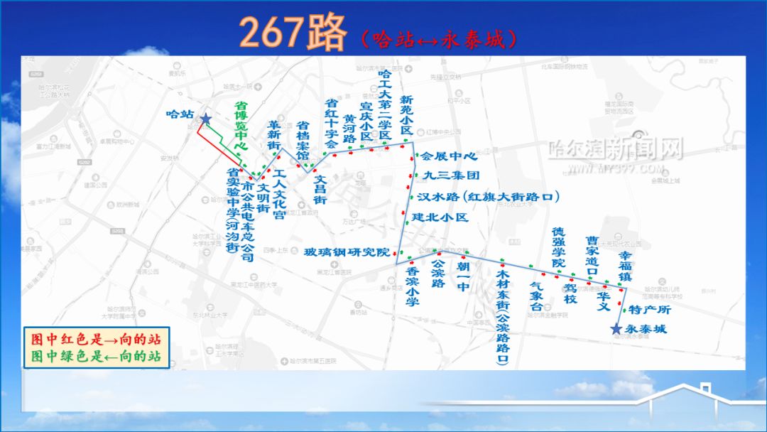 民生路热网施工临时调整7条公交线路丨267路开通试运行,哈站 永泰城