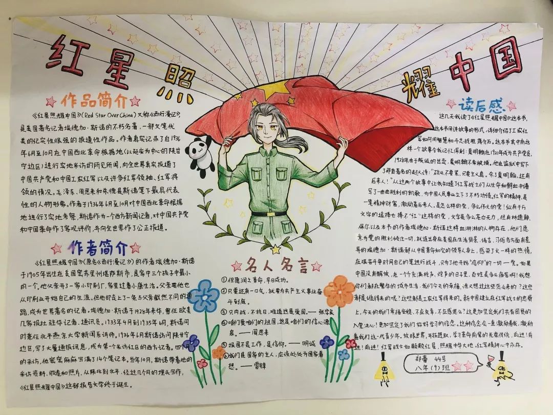 《红星照耀中国》优秀手抄报展示厦门海沧实验中学开展了"红星闪闪迎