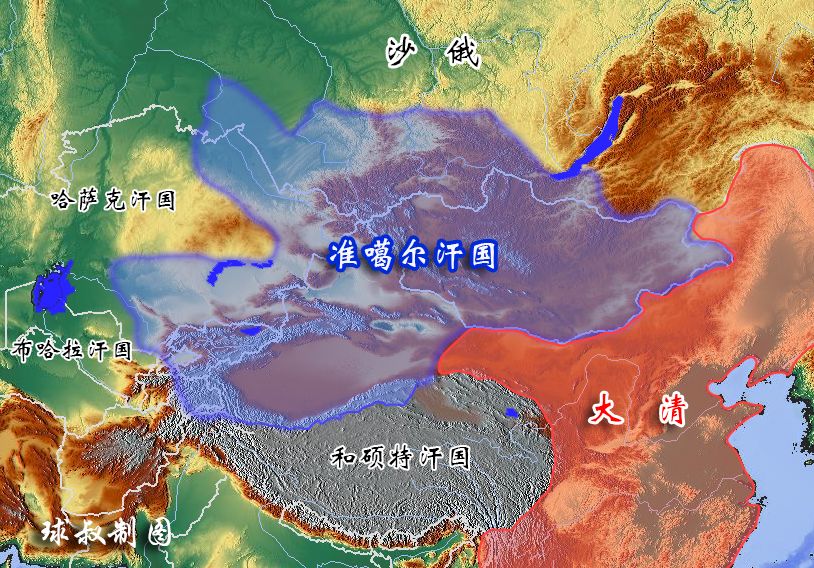 向东攻打喀尔喀蒙古,甚至还曾灭掉了处于西藏的和硕特汗国,争霸内亚