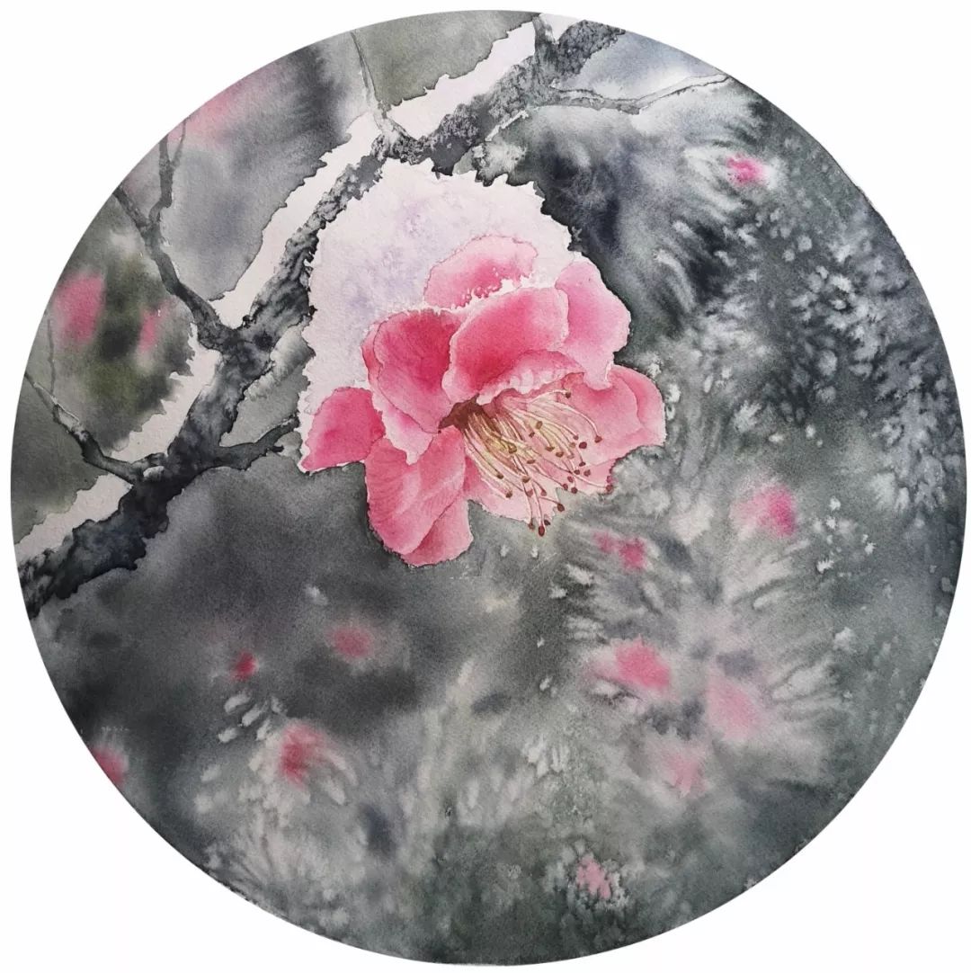 原创王丽莉从古琴曲梅花三弄到水彩画梅