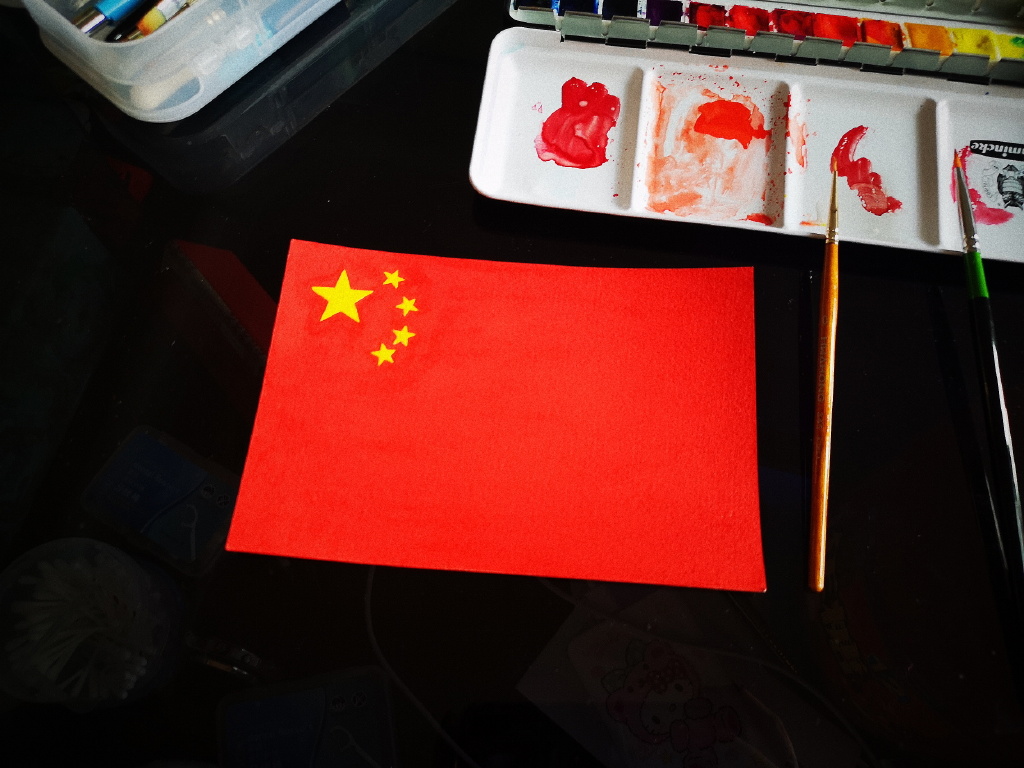 手绘创意中国国旗图片