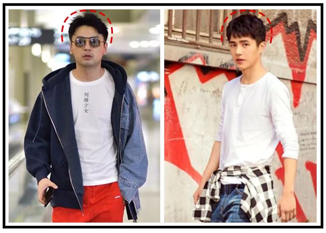 刘昊然和雷佳音就是一个很好的例子,请看下面的图,同样都是60的头围