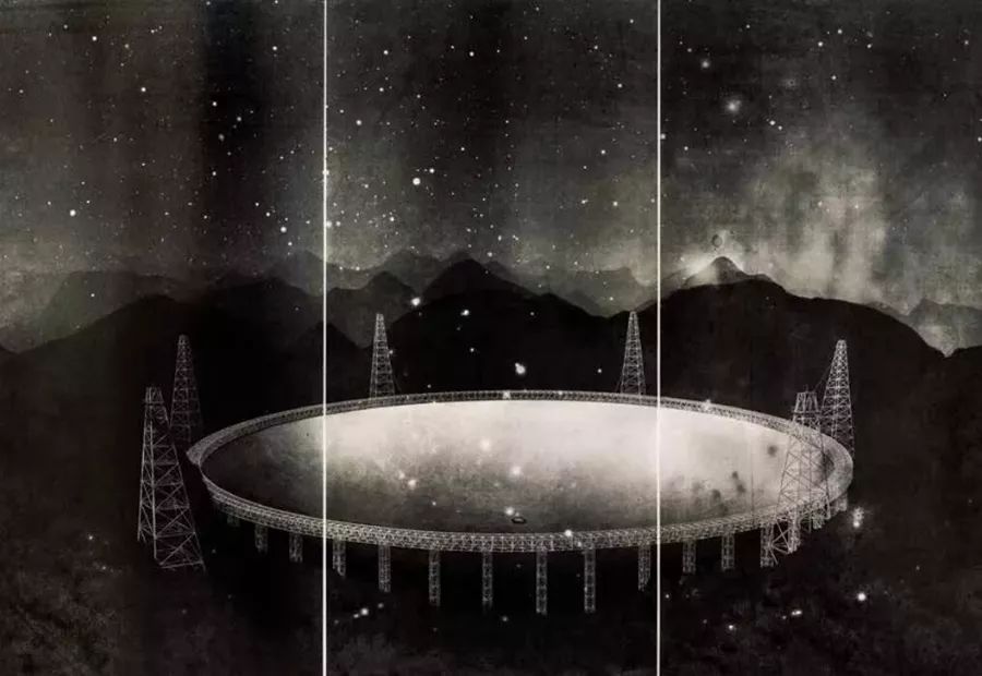 《天眼》 周吉荣,杨山河,王霖 80cm×114cm 铜版▼第十三届全国美展