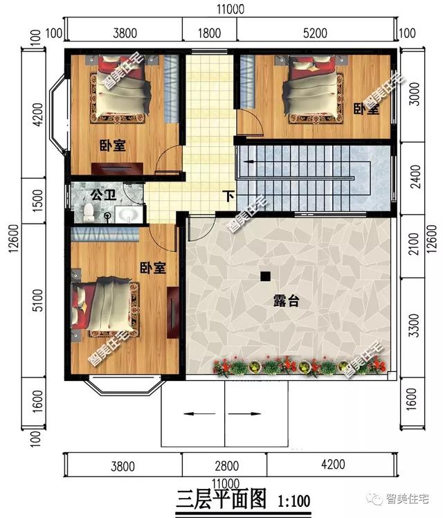 兩棟帶飄窗設計的農村別墅30萬建一棟戶型二已經很有名氣