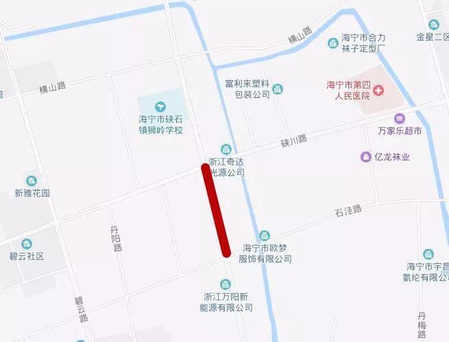 因海宁经济开发区(海昌街道)丹枫路(石泾路～硖川路)改造工程施工需要