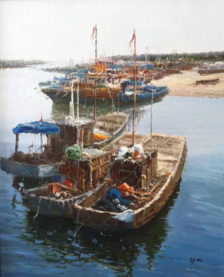 船舶油画黄劲松作品欣赏