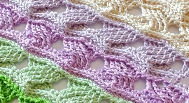 钩针编织美丽的十字交叉镂空花样附图解