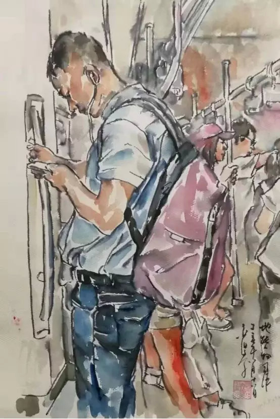艺术者金伯文不要低头看手机看看地铁里的灵魂画师