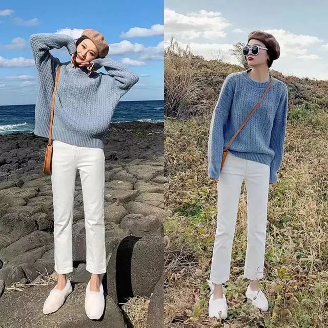 秋天必备的一款白色牛仔裤该如何搭配出清新甜美与高级感