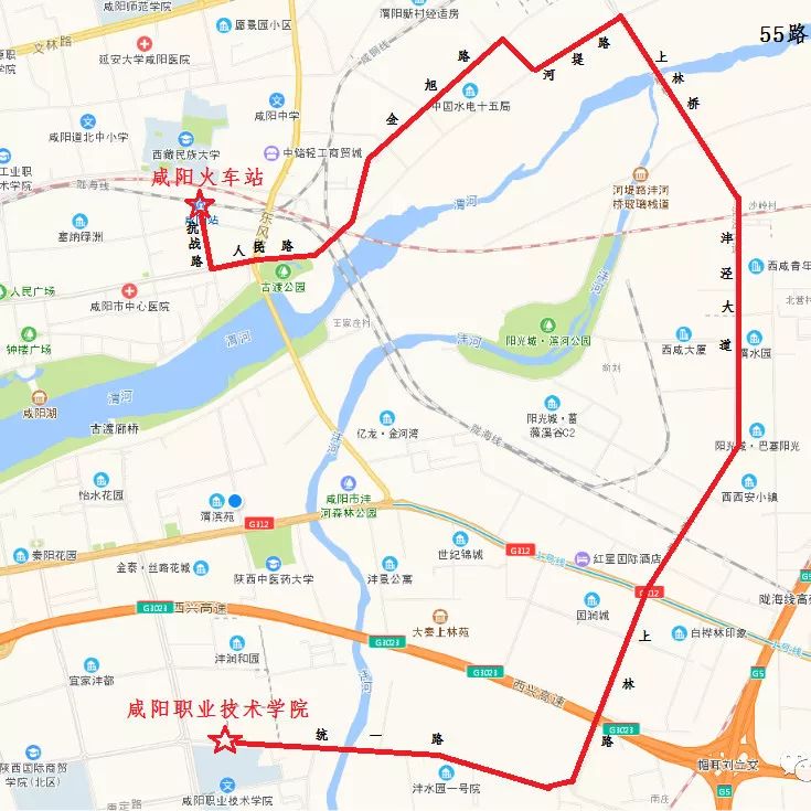 咸阳60路公交车路线图图片