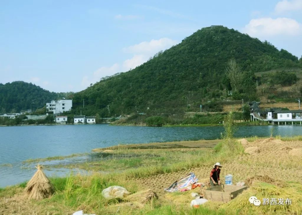 秋到黔西大海子湖畔景如画