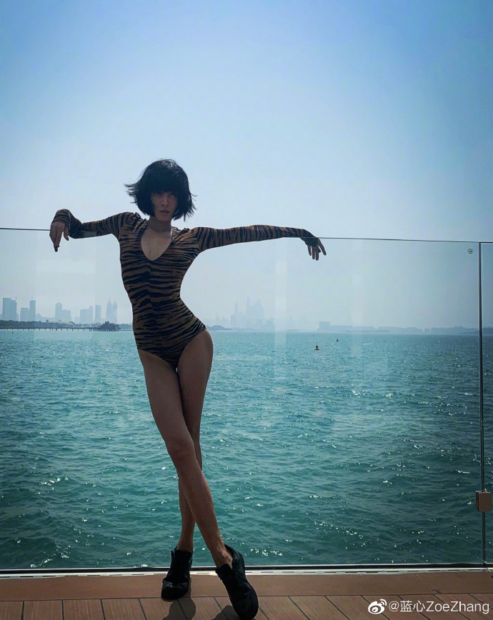 网友看到这组海边泳装照惊叹:"大海啊全是水,张蓝心全是腿","腿精这