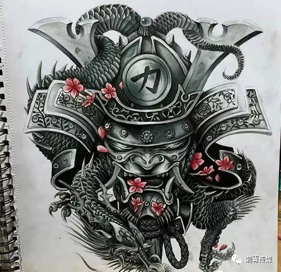 黑武士纹身手稿线条图片