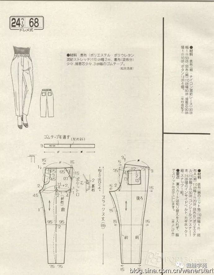 女士松紧带裤子裁剪图图片