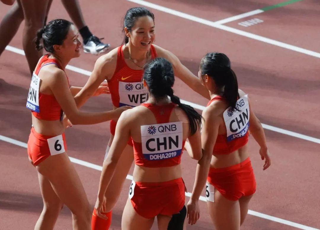 的2019國際田聯世界田徑錦標賽女子4x100米接力中,中國隊選手韋永麗