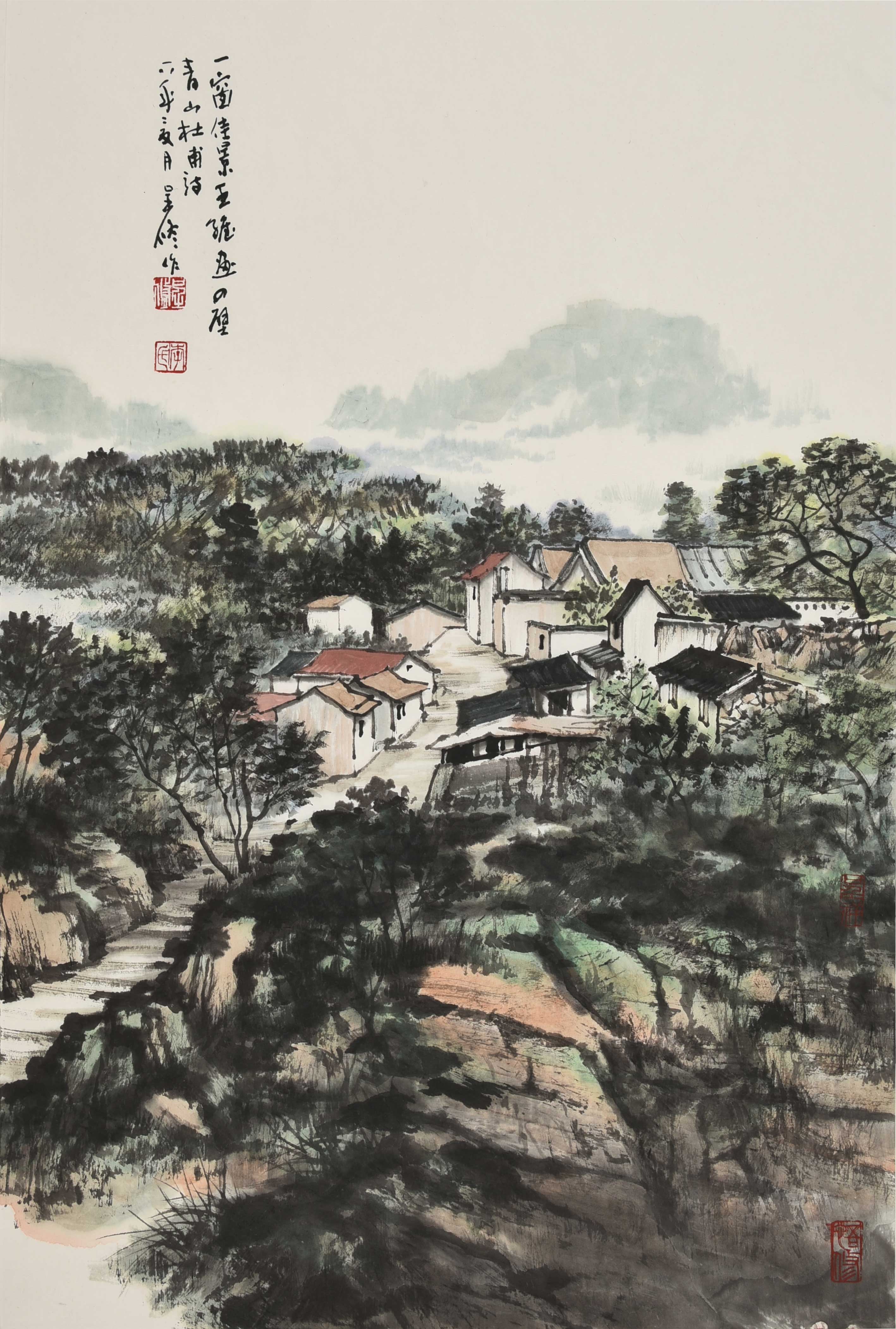 每日一画《一窗佳景王维画,四壁青山杜甫诗》