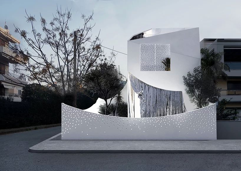 楼的镂空窗户相互呼应让院落内外多了层面纱般的隐约感围墙的弧形造型