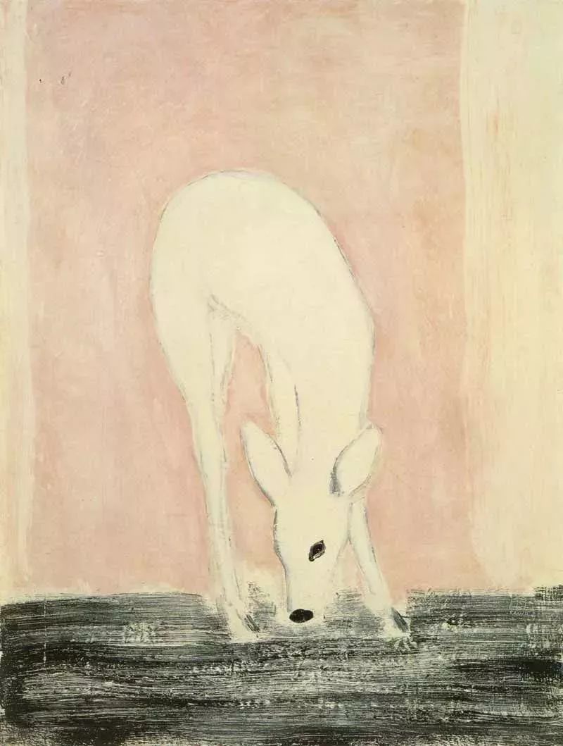 常玉-绿色背景的百合花-91×65-纤维板油画-1940年代