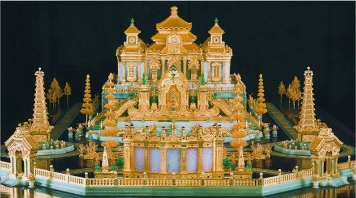 微雕作品:金玉圆明园,远瀛观全景,以及大水法南面,左右各一座十三级
