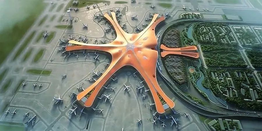 2号,3号航站楼加起来的总和相当于63个天安门广场大小大兴机场的体量