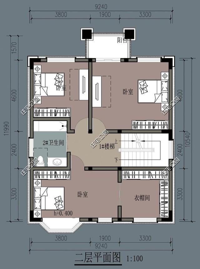 第三套:10x10米简欧农村自建房刚刚好100平方占地,建筑面积279平方