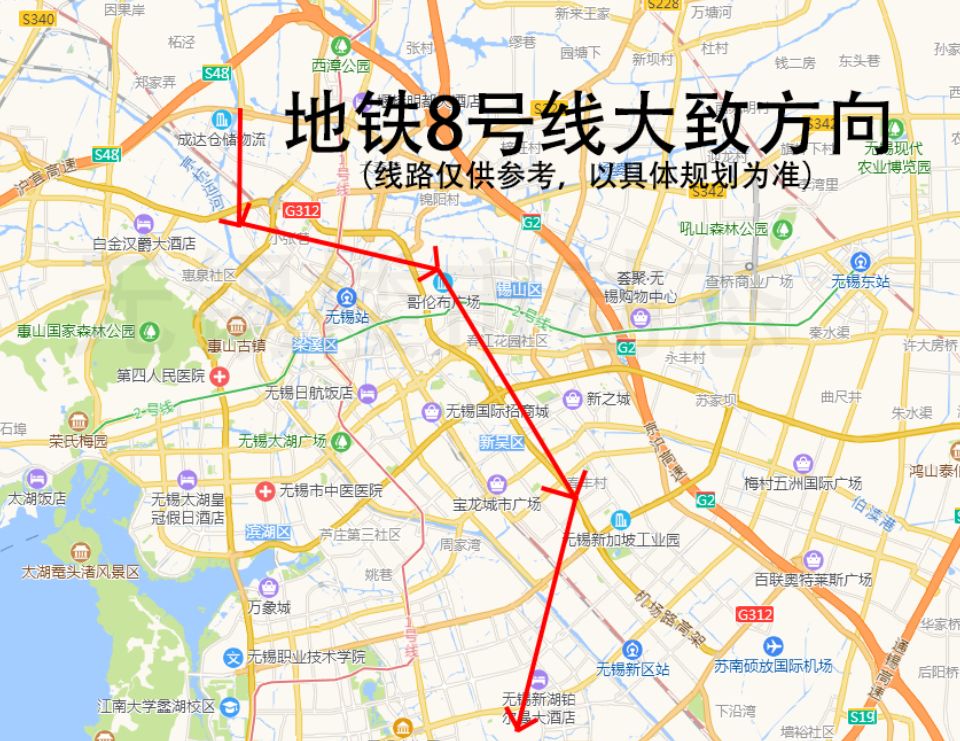 无锡地铁8号线是串联部分副中心的织密线路,自南往北,串联太科园片区