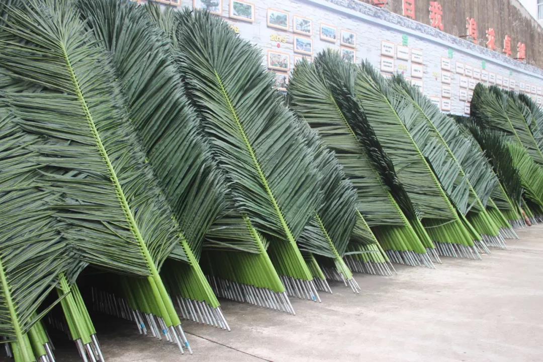 种植仿真椰子树的地区,它们树干光滑,接近笔直,树叶从树顶"炸"出来