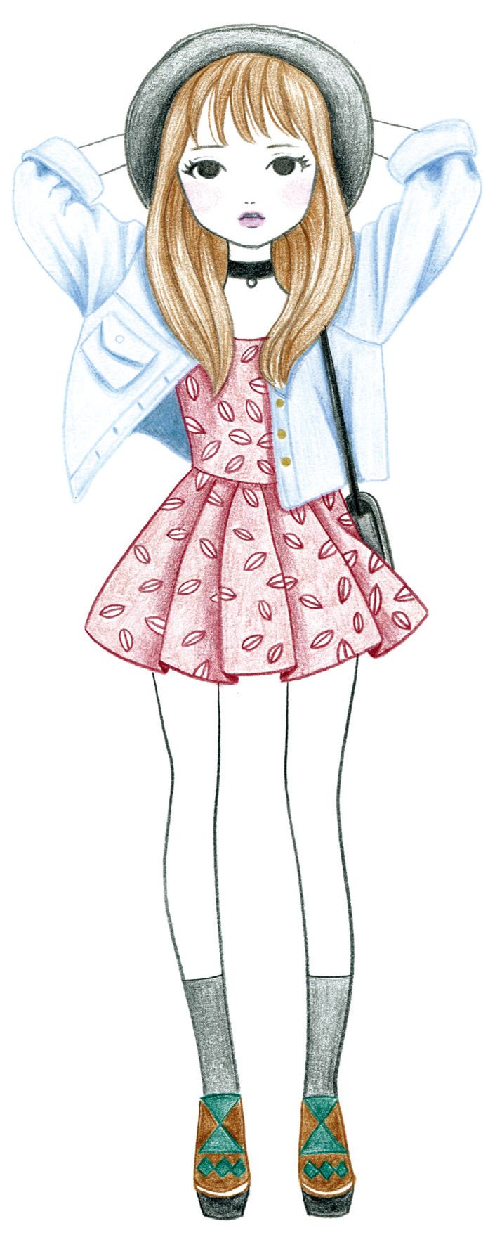 初秋最潮手绘漫画人物服装搭配轻松搭出时髦感