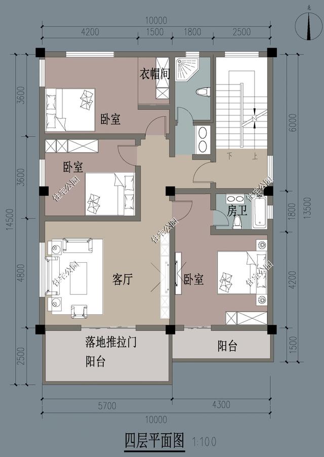 农村10米宽宅基地不好搞?这4套户型方正大气,堂屋旋转楼梯全有