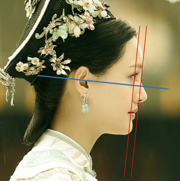 郑爽也是面中微凹,鼻底点sn靠内的微凹脸~~~鞠婧祎就是典型的凹面型