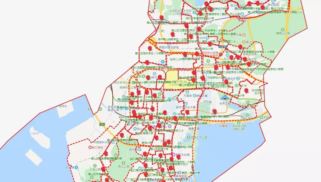 深圳各區小學學區劃分彙總,2020幼升小必看!_地圖