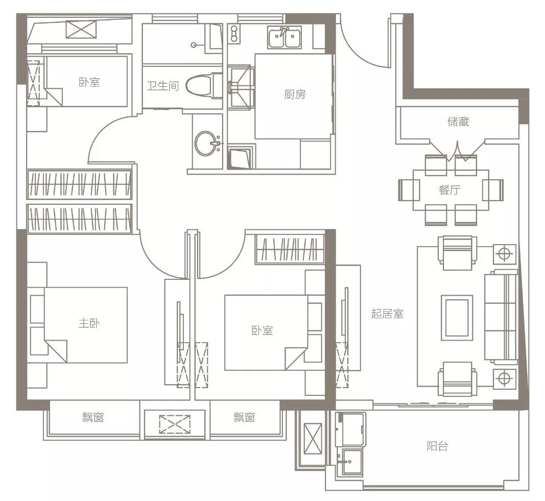 73㎡一房两厅一卫面积紧凑 总价可控130㎡三房两厅两卫改善大户型
