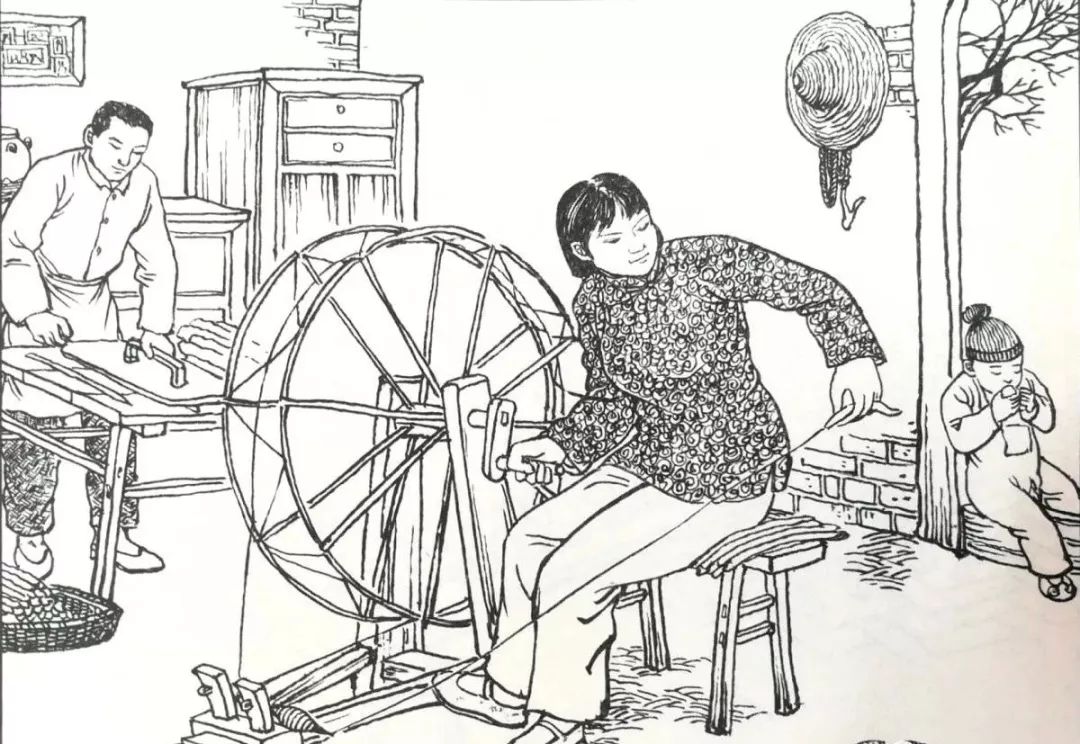 纺纱有专门的弹花工具和弹花匠.