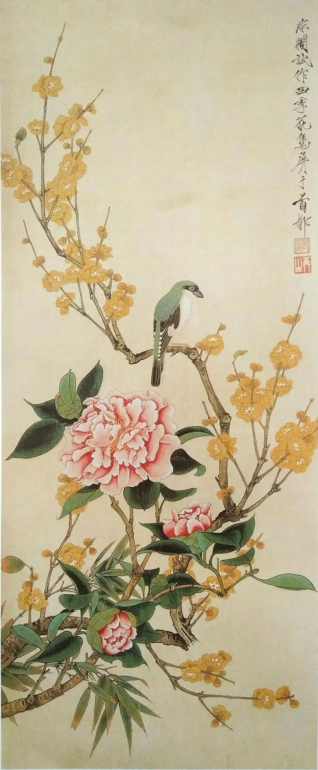 你学习临摹于非闇先生的10幅工笔重彩花鸟作品,学习花鸟画的各种构图