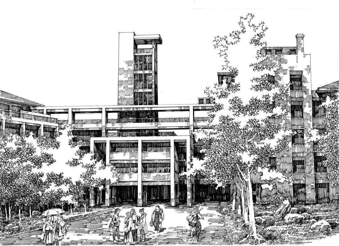 虎溪校区第一教学楼和实验楼虎溪校区学生活动中心外观形似一个圆形
