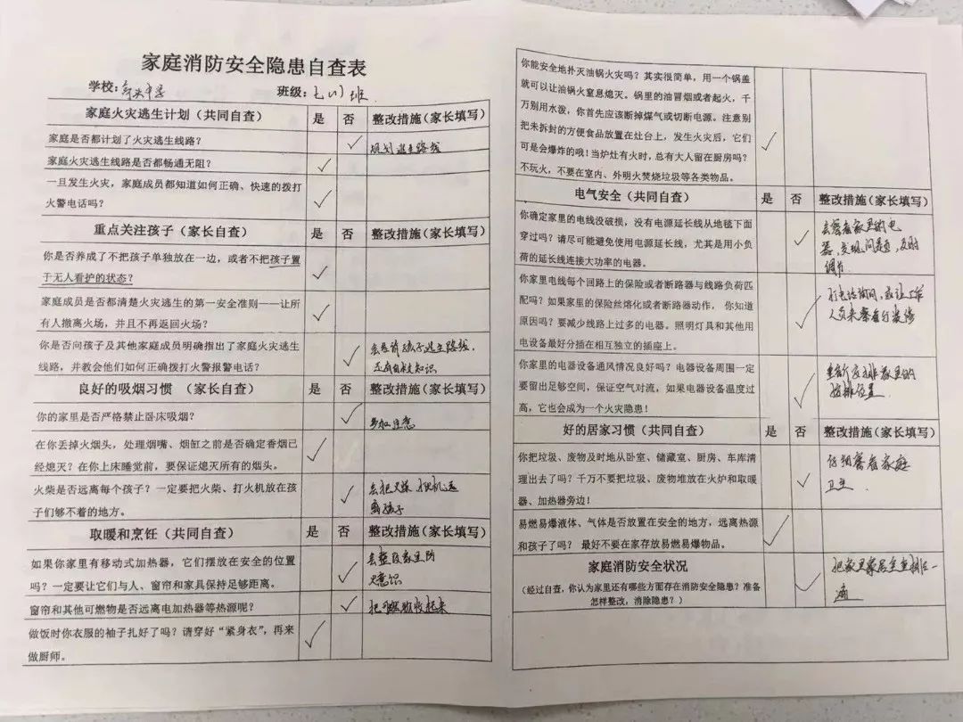 家庭安全排查表图片图片