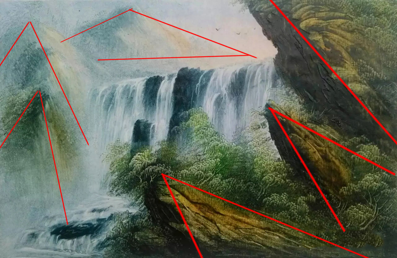 超级绘画干货丨山水画风景油画刀画常用构图总结大全很全面