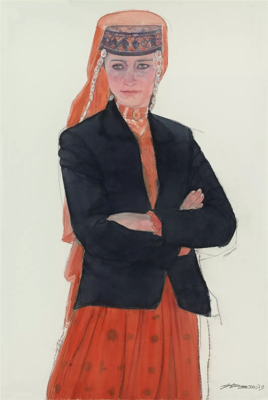 153cm×111cm 2015陈坚 有心事的男人 纸本水彩500cm×600cm 2018袁武