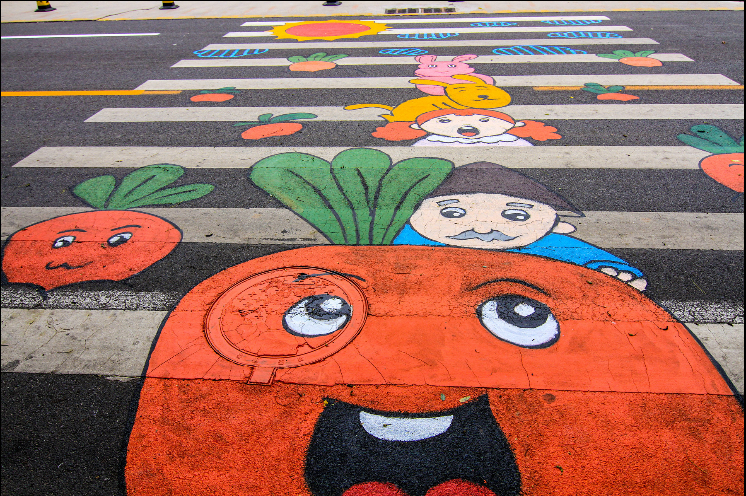 3d立体卡通斑马线亮相河北邯郸为小朋友们保驾护航